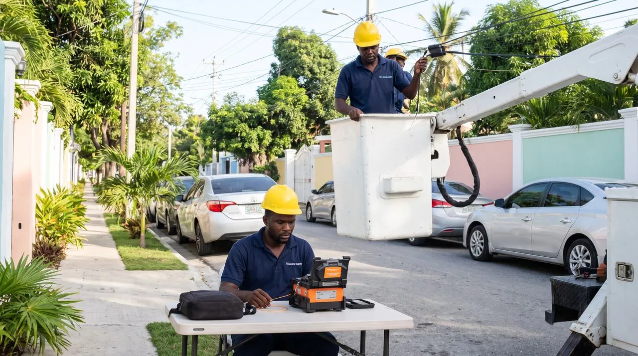 Équipe fibre Hainet en intervention à Port-au-Prince
